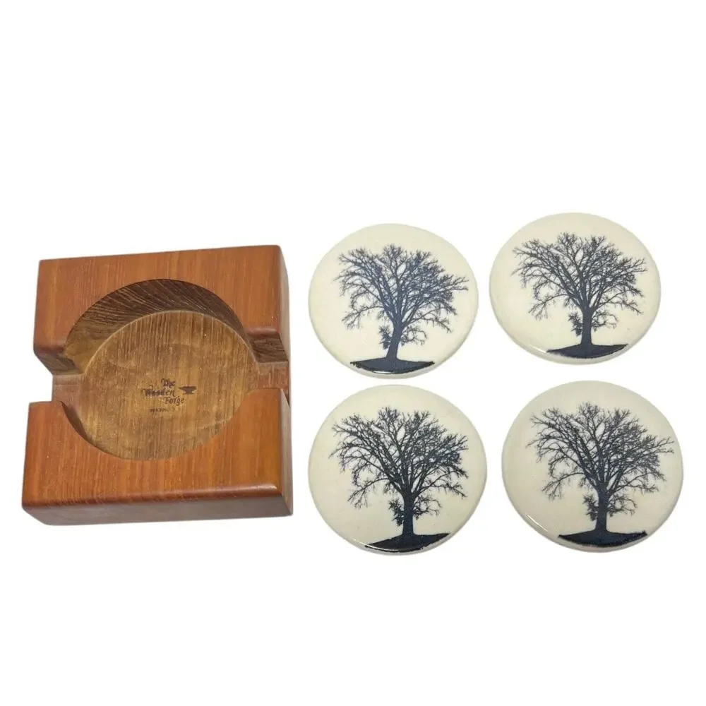 VTG Tree Of Life The Wooden Forge Ceramic Coaster 3.5